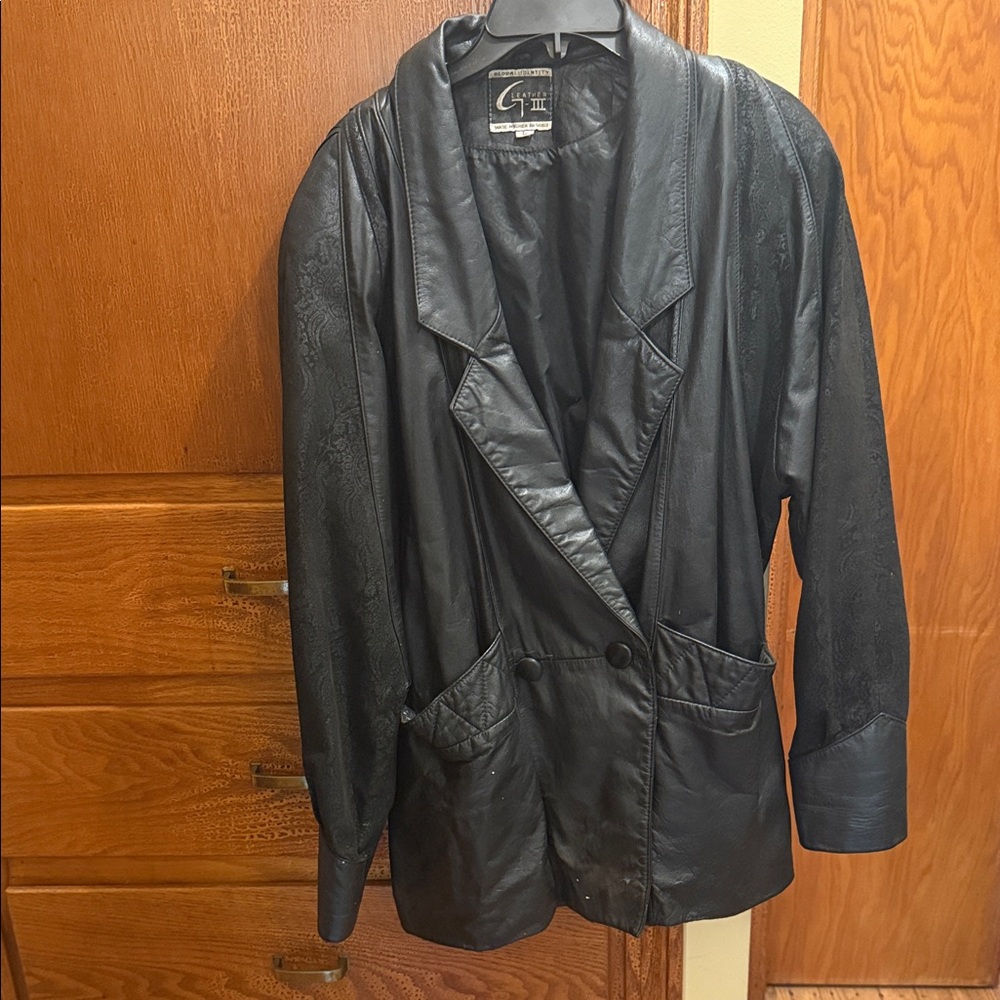 Gitano Double-Breasted Black Leather Jacket
